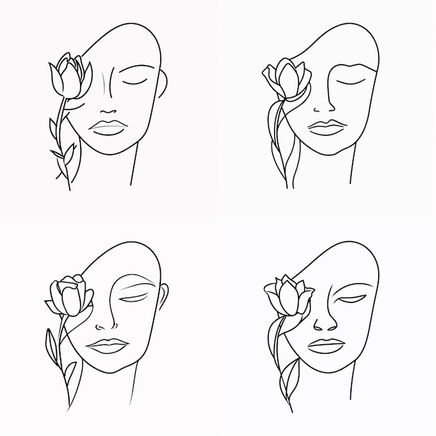 Gratis vector hand getrokken vrouw met bloemen illustratie