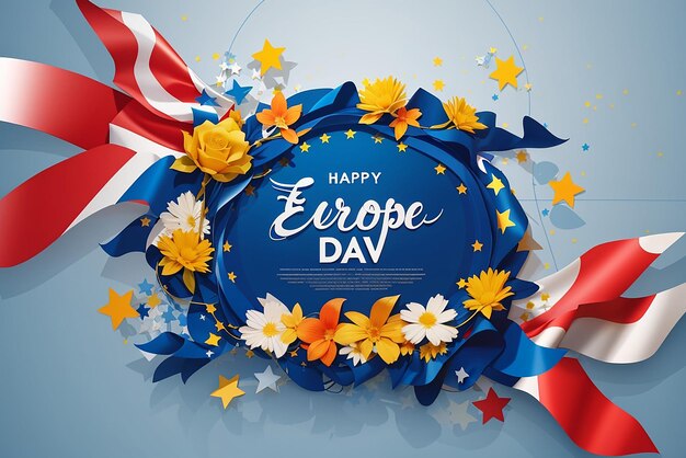 Foto gratis vector happy europe day vectorontwerp voor banner of poster