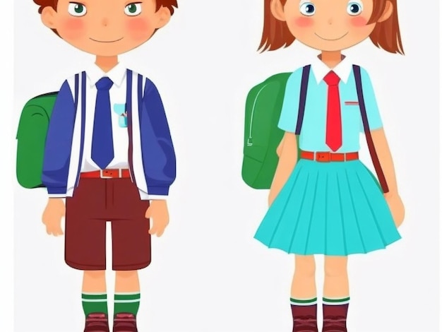 Gratis vector jongen en meisje in schooluniform