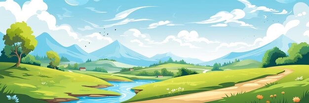 Gratis vector mooie illustratie van zonnig landschap