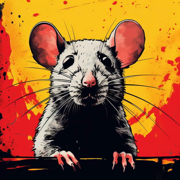 Gratis Vector Print Rat in Explosive Wildlife Popart stijl