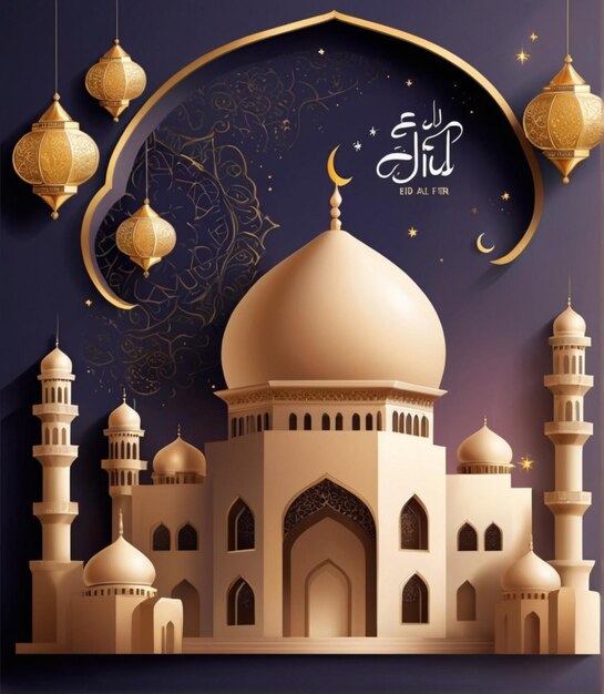 Gratis Vector Realistische Eid al-Fitr Illustratie Vier met prachtige afbeeldingen