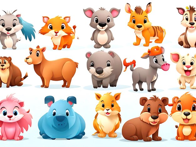 Gratis Vector Set van Antropomorfe Dieren Beelden Gegenereerd door AI