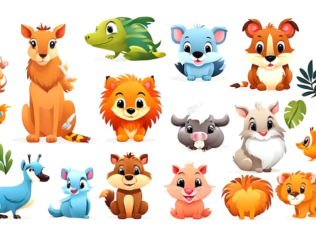 Foto gratis vector set van antropomorfe dieren beelden gegenereerd door ai