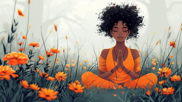 Gratitude meditation illustrate the practice background