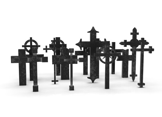 Grave cross on a white background