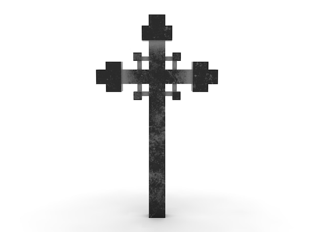 Grave cross on a white background