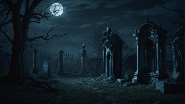 Photo grave yard in the night horror