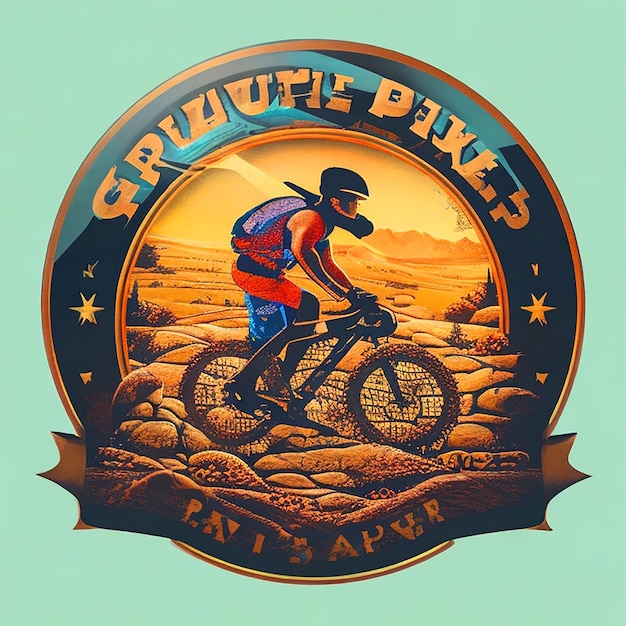 Foto gravel bike logo met archetype outlaw en ontdekkingsreiziger hoge kwaliteit beeld