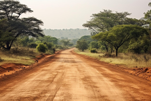 Foto strada di ghiaia nella foresta africana