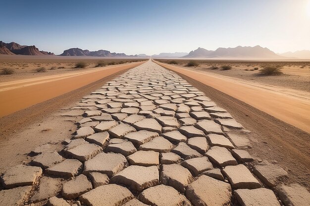 Photo gravel road crossing the namib desert namibia africa