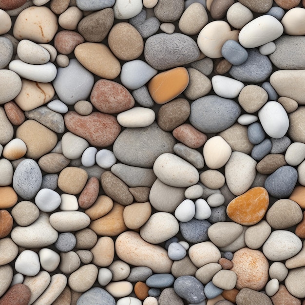 Gravel in various sizes and shades Seamless Pattern Background