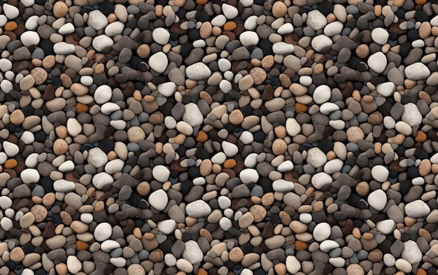 Gravel in various sizes and shades Seamless Pattern Background