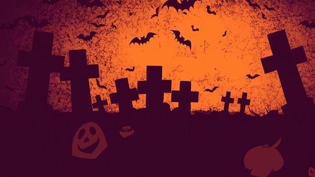 Graveyard Silhouette Halloween Abstract Background