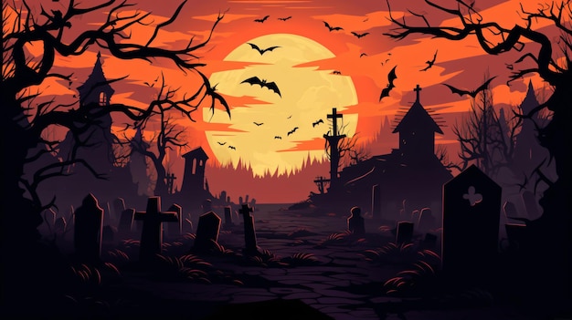 Graveyard silhouette halloween abstract background