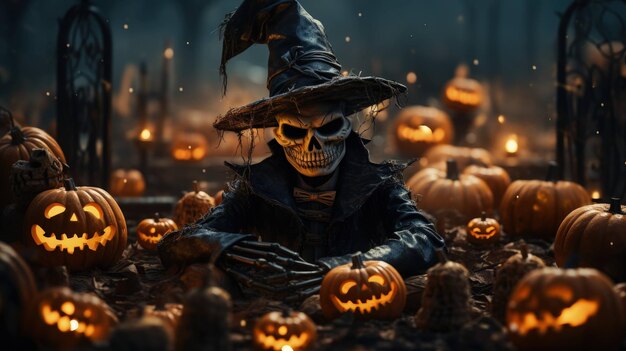 graveyard whispers halloween pumpkins skeletons and zombies