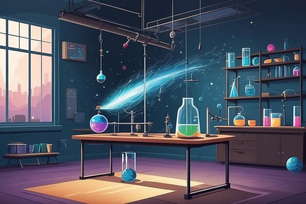 Gravitational Forces Physics Lab Experimentation Vector Scene