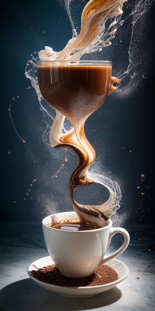 GravityDefying Coffee Pour Een kopje puur