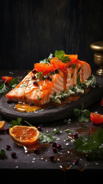 Gravlax or graved salmon is a Nordic dish