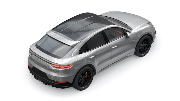 Gray 3d model of a sports SUV in a coupe body on a white background 3d rendering