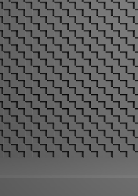 Gray 3D simple minimal product display background side view on checkered crisscross pattern