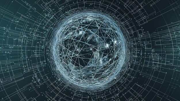 Gray abstract wireframe technology background