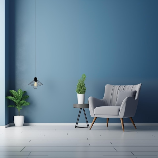 Photo gray armchair in blue living room