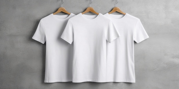 Gray background featuring white Tshirts and ample copy space