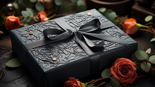 Photo gray and black gift box