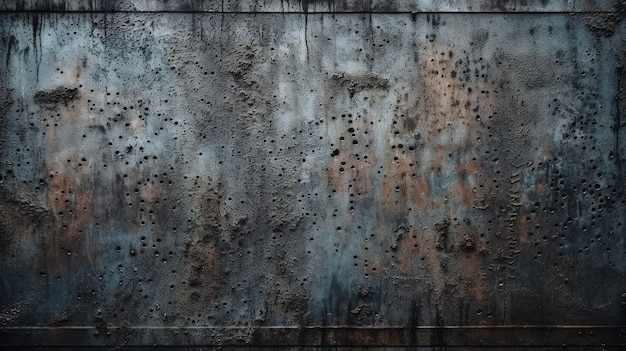 A gray and brown wall with holes