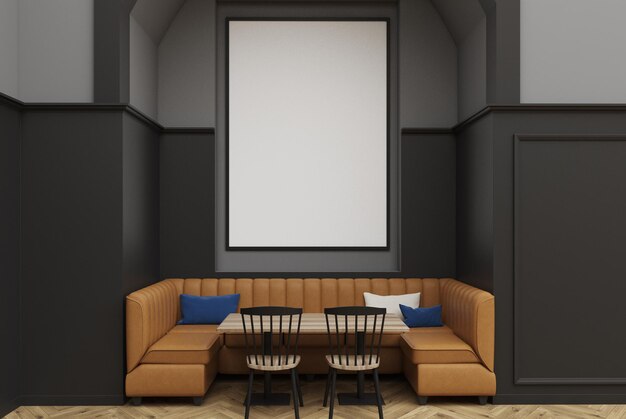 Gray cafe poster sofa