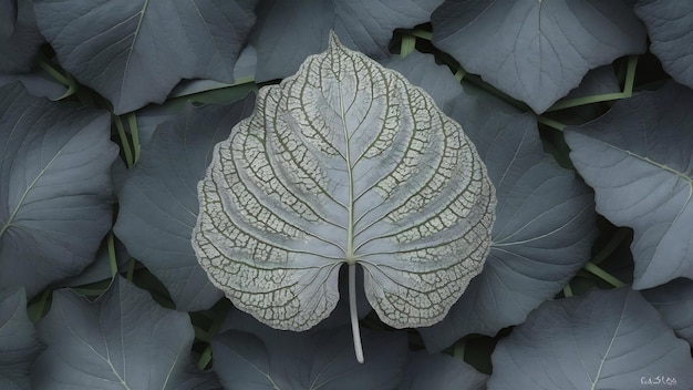 Gray calathea lutea leaf patterned background