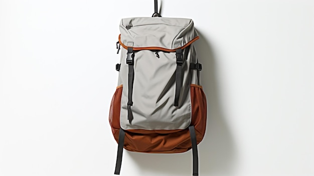 Gray canvas backpack isolated on white background AI Generative