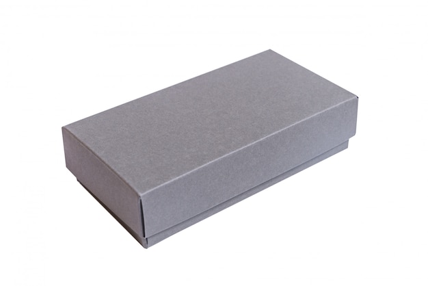 Foto scatola di cartone grigia con coperchio