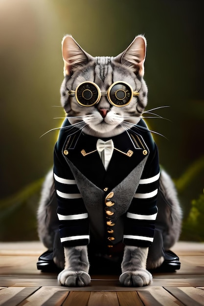 Gray cat with style suit