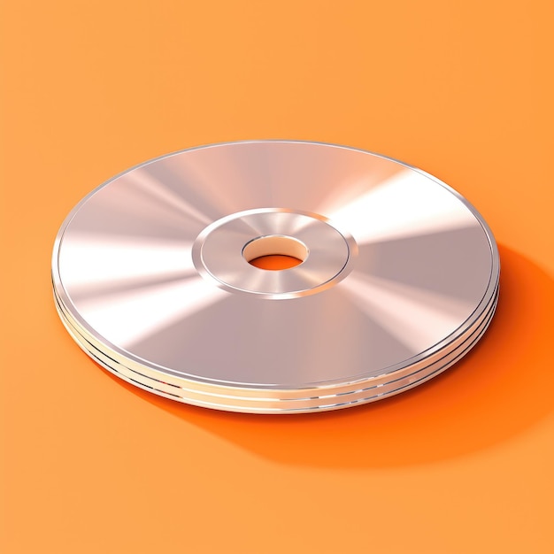 Photo gray cd on an orange background compact disc generative ai