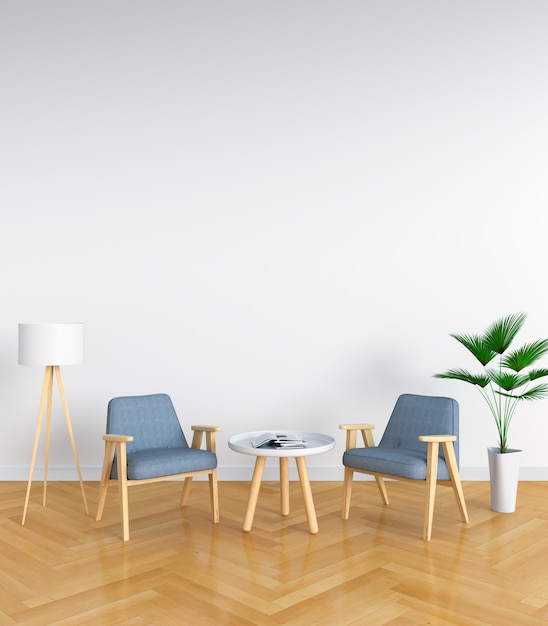 Gray chair in white living room for mockup