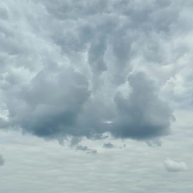 A gray cloud is in the sky and the sky is overcast.