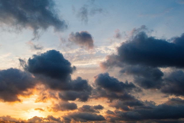 Gray color clouds partly cover the sky