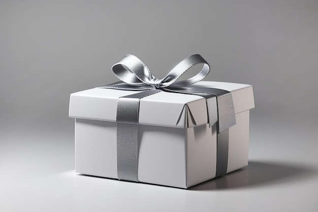 Gray color gift box in white background