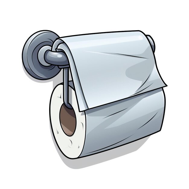 Photo gray color toilet paper holder cartoon vector white backg