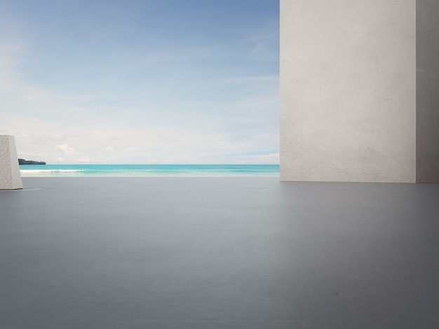 Gray concrete wall on empty outdoor terrace