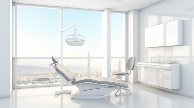 Gray Dental office room with technological chair Ai generative