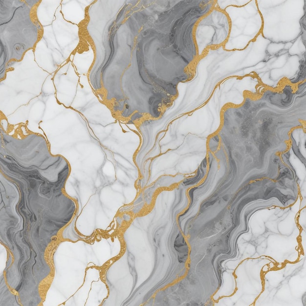 Photo a gray and gold marble with a black and white pattern