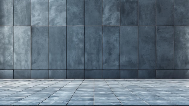 Gray grunge tiles wall and floor background