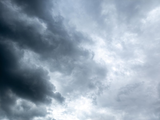 Gray incoming storm clouds background upward view