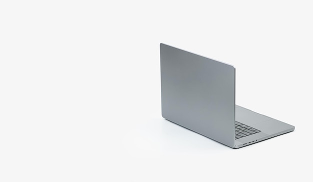 Gray laptop isolated on white background