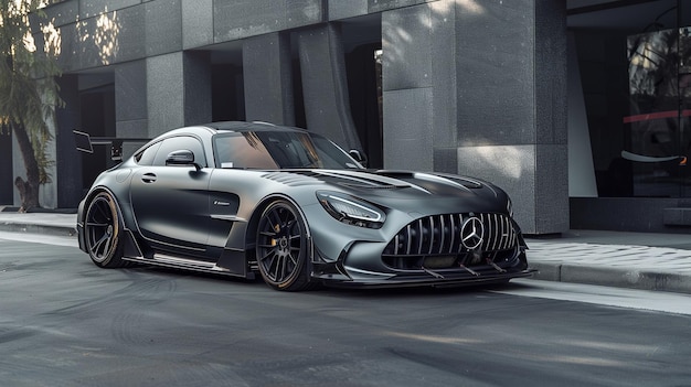 Фото Серый мерседес amg gtr на парковке