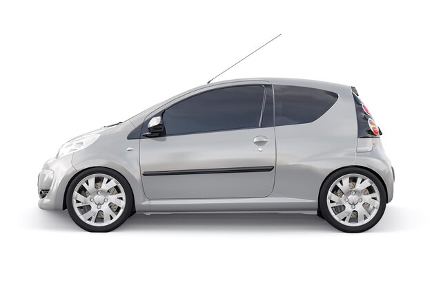 Gray metallic ultra compact city car for the cramped streets of historic cities with low fuel consumption 3d rendering