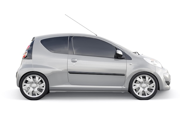 Gray metallic ultra compact city car for the cramped streets of historic cities with low fuel consumption 3d rendering